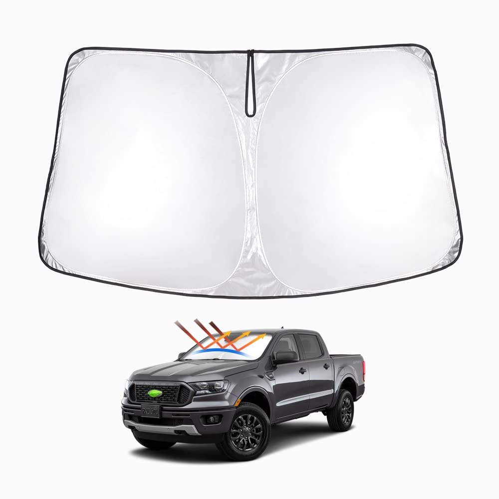 T Tgbros Windshield Sun Shade Custom Fit For 2019-2023 Ford Ranger, Xl, Xlt, Lariat Accessories Foldable Sun Shield Reflective P
