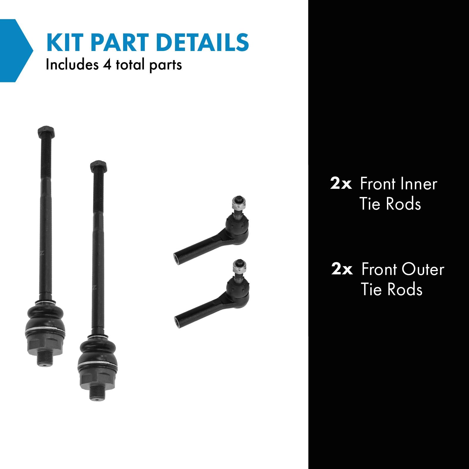 Trq Tie Rod Kit Set Of 4 Inner Outer Left Right For Chevy Gmc Hummer