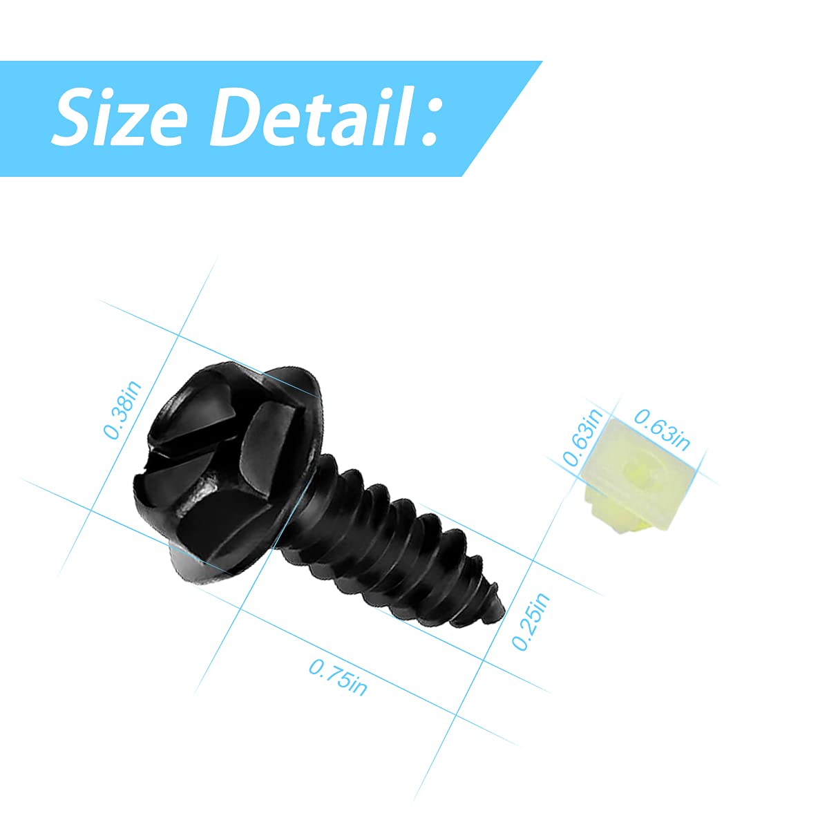 Universal License Plate Screws For Fastening License Plates, Nylon Screw Inserts, Frames And Covers On Cars And Trucks (Black)