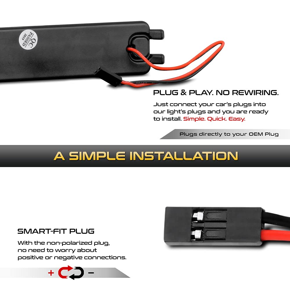 [Amber Led Strip] For 2009-2014 Ford F150 Amber Lens Side Mirror Marker Turn Signal Light Blinker Lamp Lens Assembly Replacement
