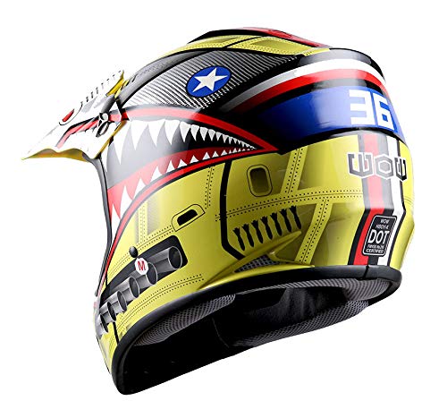 WOW Youth Kids Motocross BMX MX ATV Dirt Bike Moutain Helmet Shark Yellow