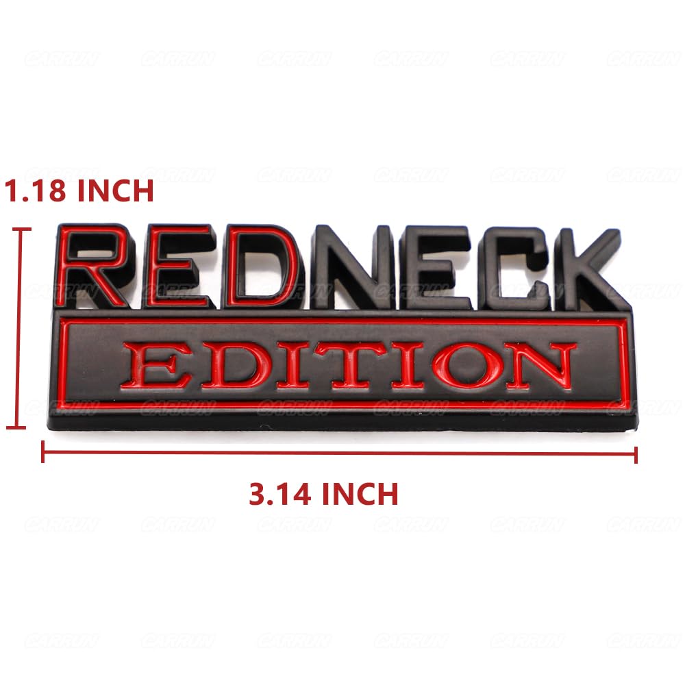 2 Pcs Redneck Edition Emblem Car Side Rear Front Hood Trunk Door Badge 3D Decal Sticker Fit For Car Truck Suv (Redneck, Black Re