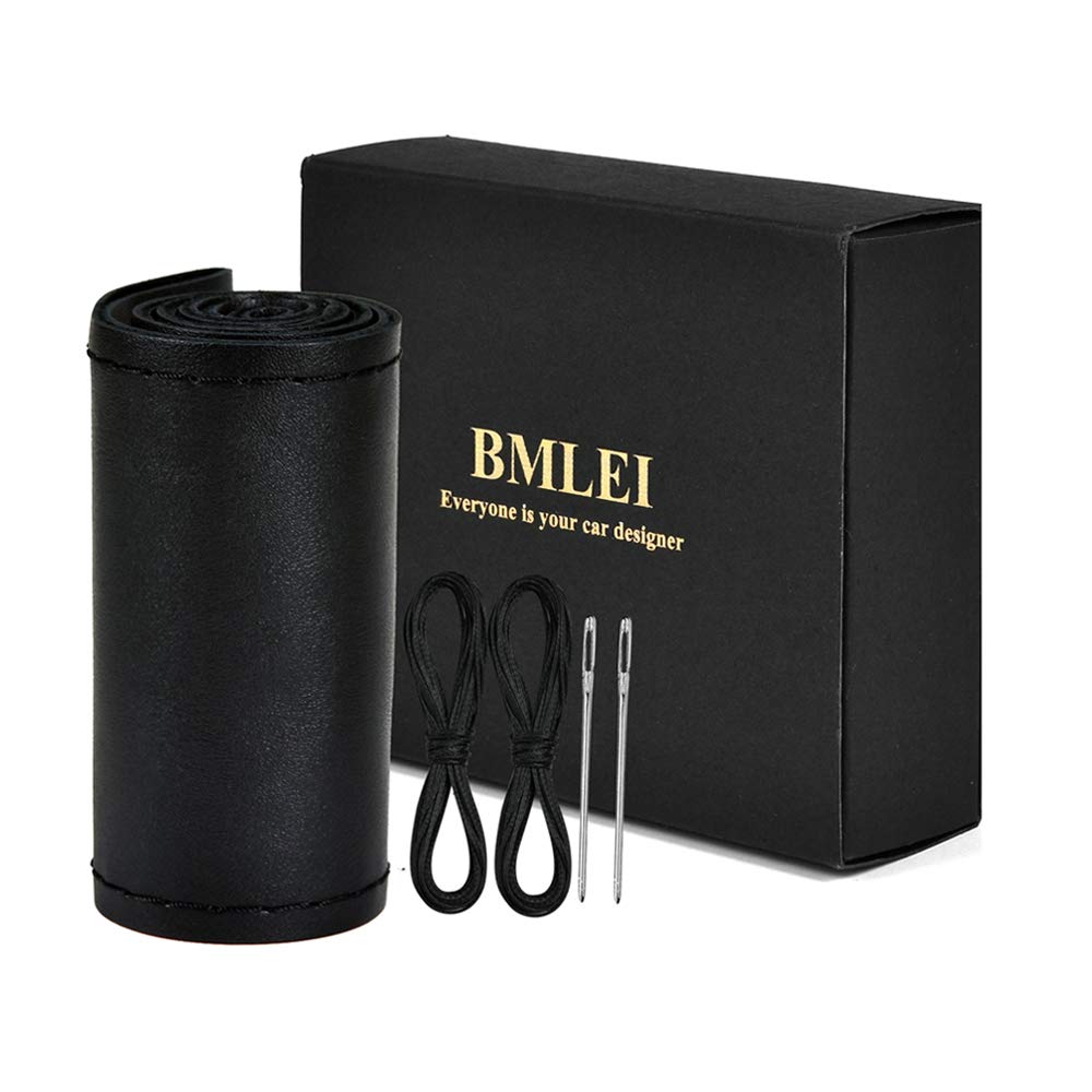 Bmlei Top Genuine Leather Steering Wheel Cover Universal 15 Inch With Anti-Slip Design And Soft Padding,Steering Wheel Stitch On