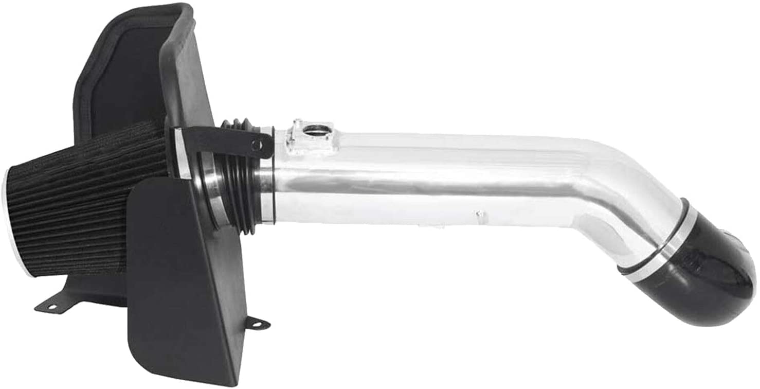 Moosun 4'' Cold Air Intake & Heat Shield For 09-14 Silverado 1500, Sierra 1500, Yukon, Cadillac Escalade Esv Ext (Silver & Black