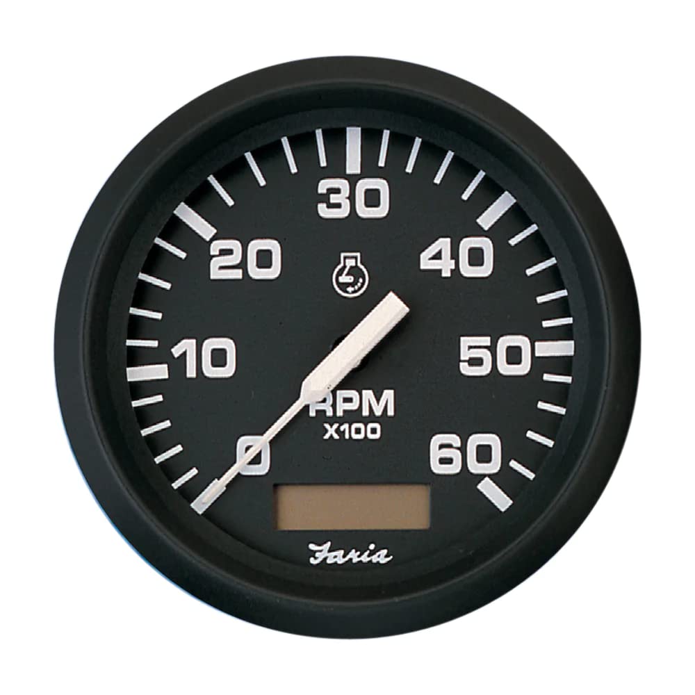 Faria 32832 Euro Tachometer Gauge 6000 RPM with Hourmeter (Gas) - 4''