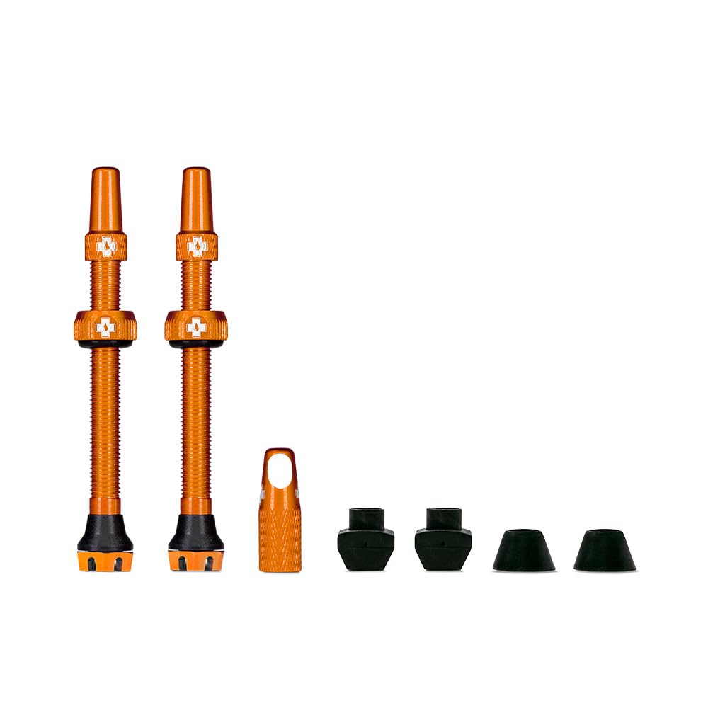 Muc-Off Tubeless Valves V2, Orange 44Mm - Tubeless Valve Stems With Valve Core Removal Tool For Tubeless Tires - Includes Presta