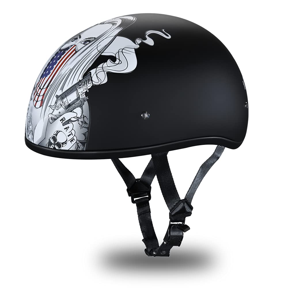 Daytona Helmets Half Skull Cap Motorcycle Helmet - Dot Approved [Make 'Em Pay] [2Xs]