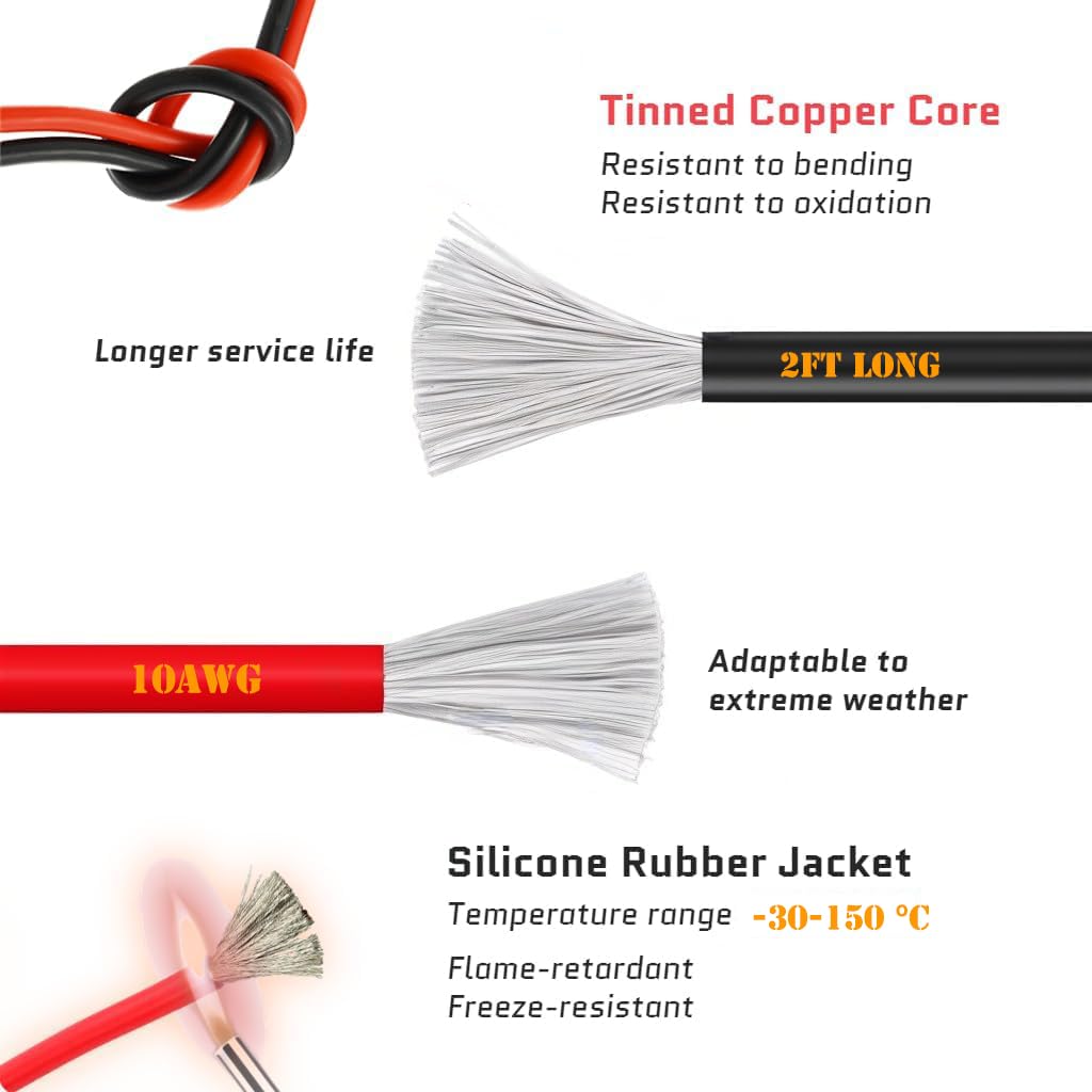 Yetor 10Awg Battery Alligator Clips,Sae Quick Release Adapter To Alligator Clips With 2Ft,Sae Clip Connectors Extension Charging