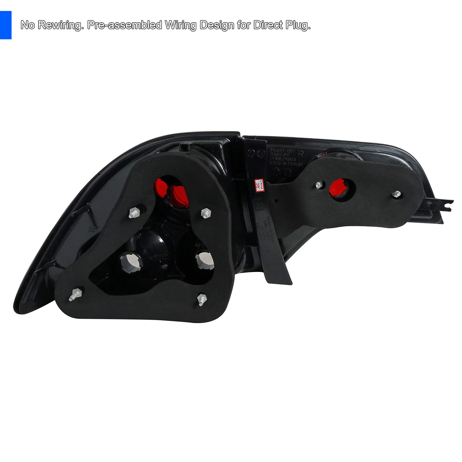 Spec-D Tuning Black Housing Clear Lens Tail Lights Compatible With 2006-2011 Honda Civic Sedan 4 Door, Left + Right Pair Assembl