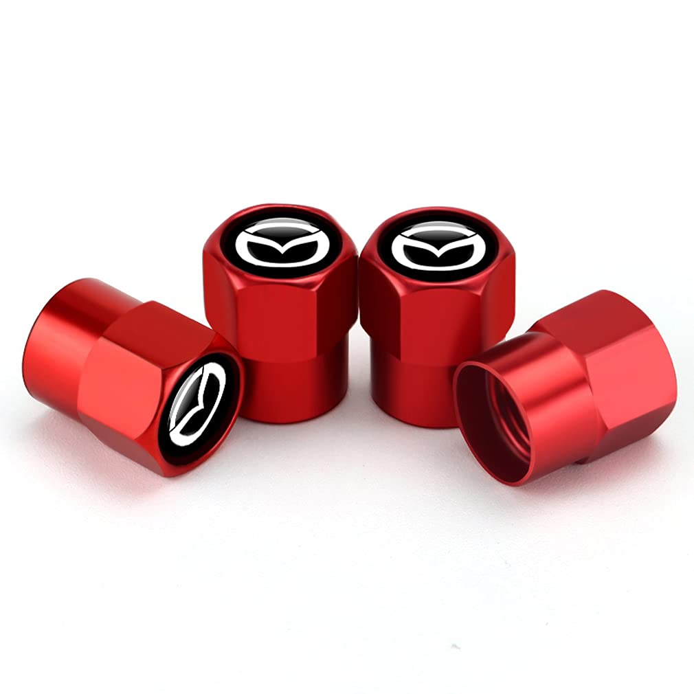 Hisport Hex 016 Red 4Pcs Universal Car Tire Valve Stem Caps Air Cover Fit Mazda Accessories