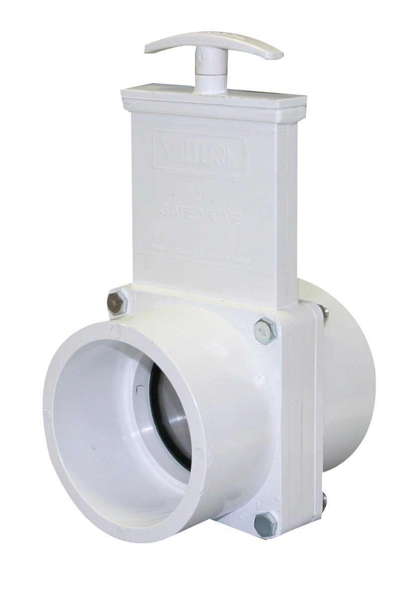 Valterra 4301 PVC Gate Valve, White, 3' Slip