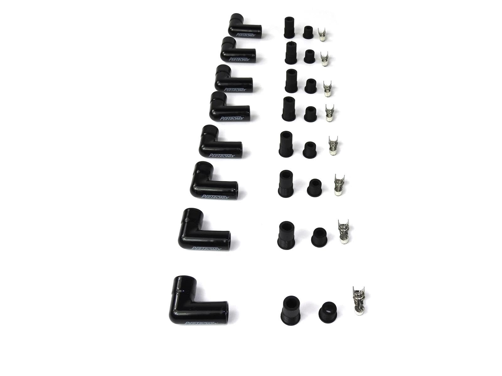 Pertronix 8561HT-8 Black Ceramic Spark Plug Boot 90 Degree Set of 8 includes silicone plug and wire bushings, stainless steel sp