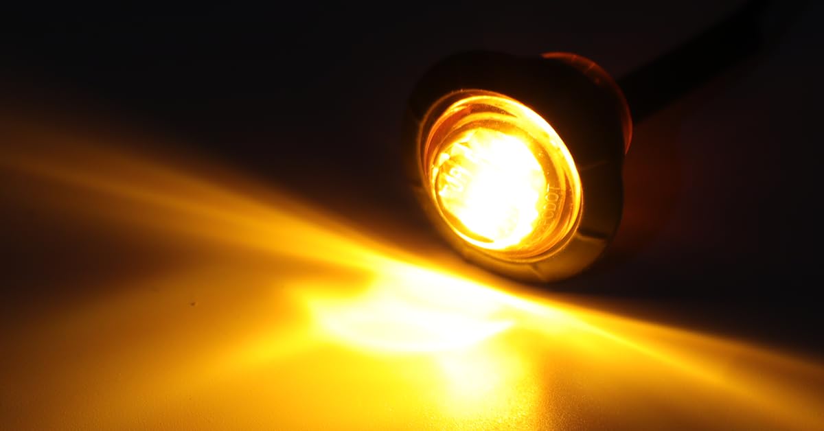 Meerkatt Special Generation 3/4 Inch Round Clear Lens Amber Light Side Marker Clearance For Bus Trailer Truck W/Grommets 12V Dc