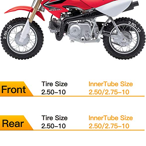 Hiaors 2Pcs 2.50 2.75-10 70/100-10 Replacement Inner Tubes For Crf50 Xr50 Razor Mx650 Mx500 Suzuki Drz70 Jr50 Pw50 Mvx70 Pit Dirt Bike Parts