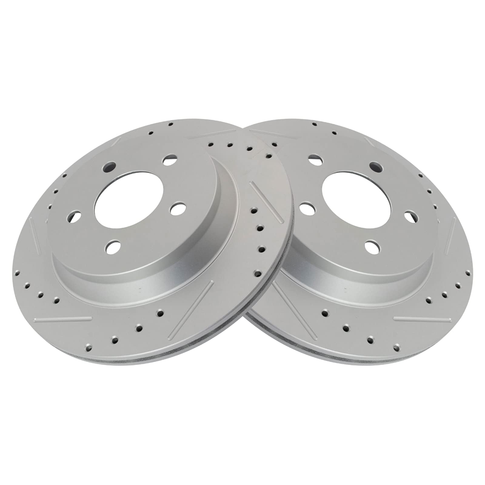 Trq Rear Performance Brake Rotors Set Premium G-Coated Cross Drilled & Slotted Compatible With 1994-2004 Ford Mustang