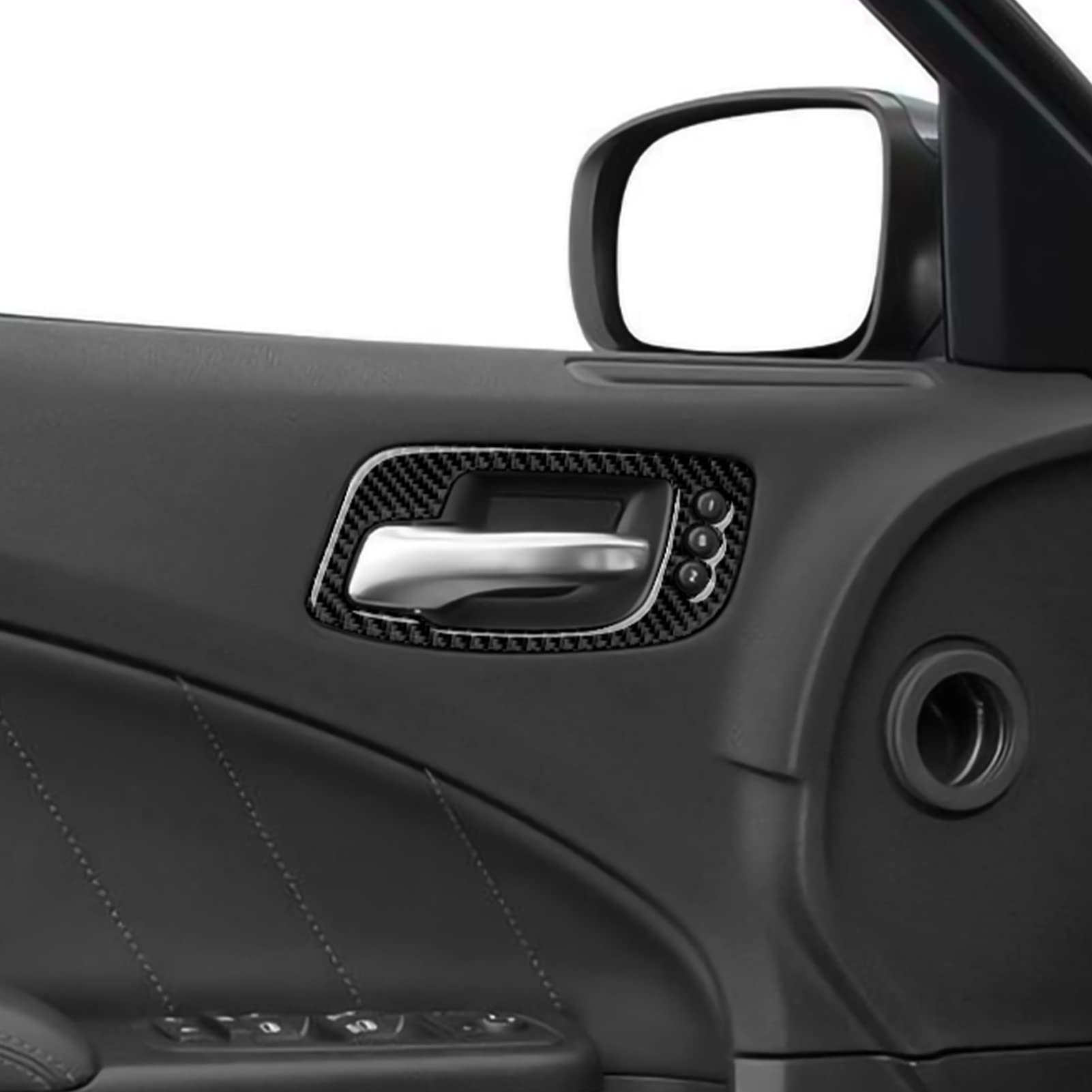 Brmyl Car Inner Door Handle Bowl Decals For 2011-2023 Dodge Charger/Chrysler 300 Accessories Carbon Fiber Interior Stickers (Wit