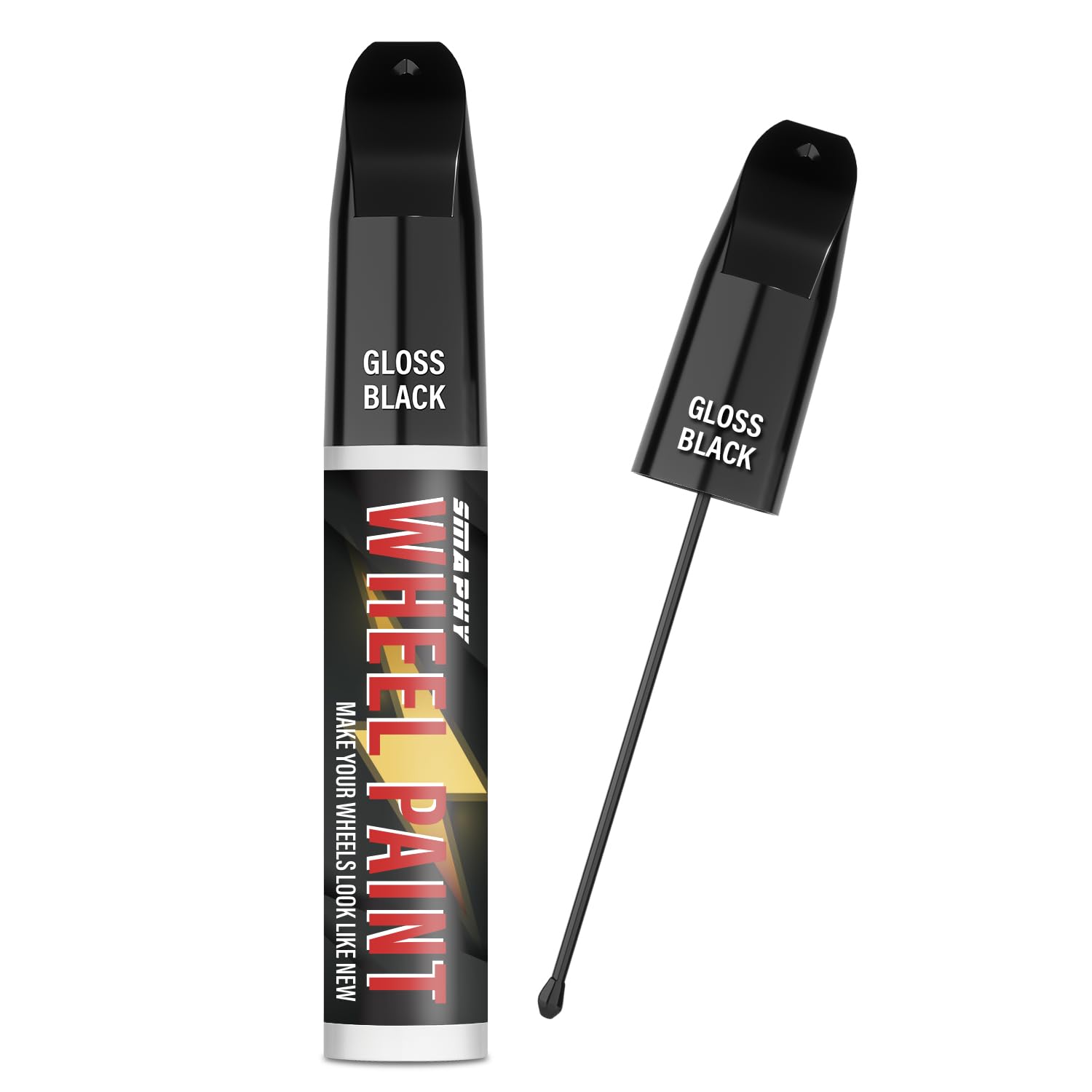 Smaphy Gloss Black Rim Touch Up Paint, Wheel Scratch Repair Touch Up Paint Pen, Black Car Rim Paint For Wheel Repair, Universal 