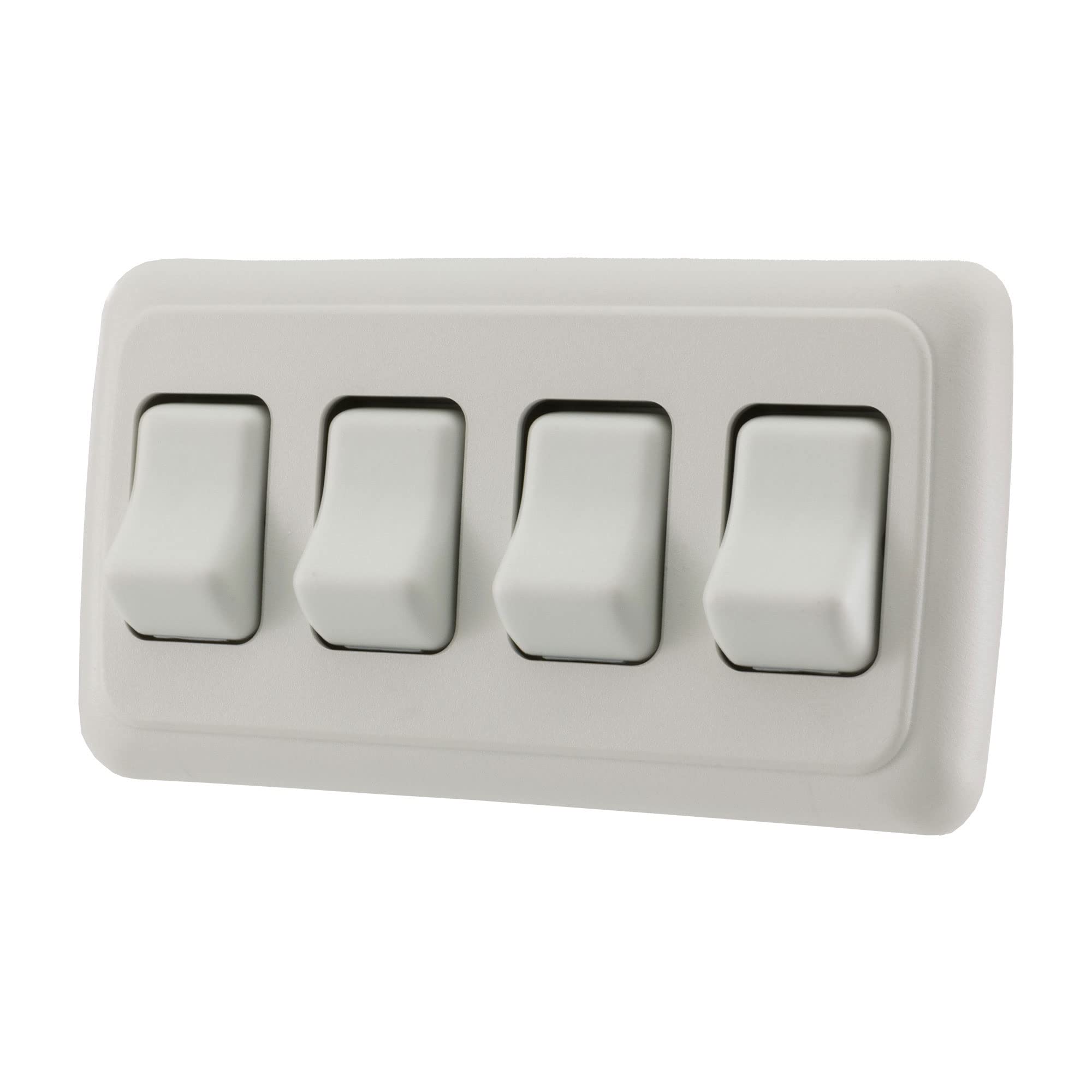 American Technology Components Quad SPST On-Off Switch with Bezel, 12-Volt, for RV, Trailer, Camper (White)
