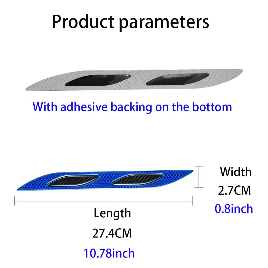 2 Pcs Car Strong Reflective Stripe Stickers,Car Trunk Reflective Stickers,Night Visibility Reflective Decal,Reflective Safety Warning Stripe Stickers For Car,Truck,Motorcycle(Blue)