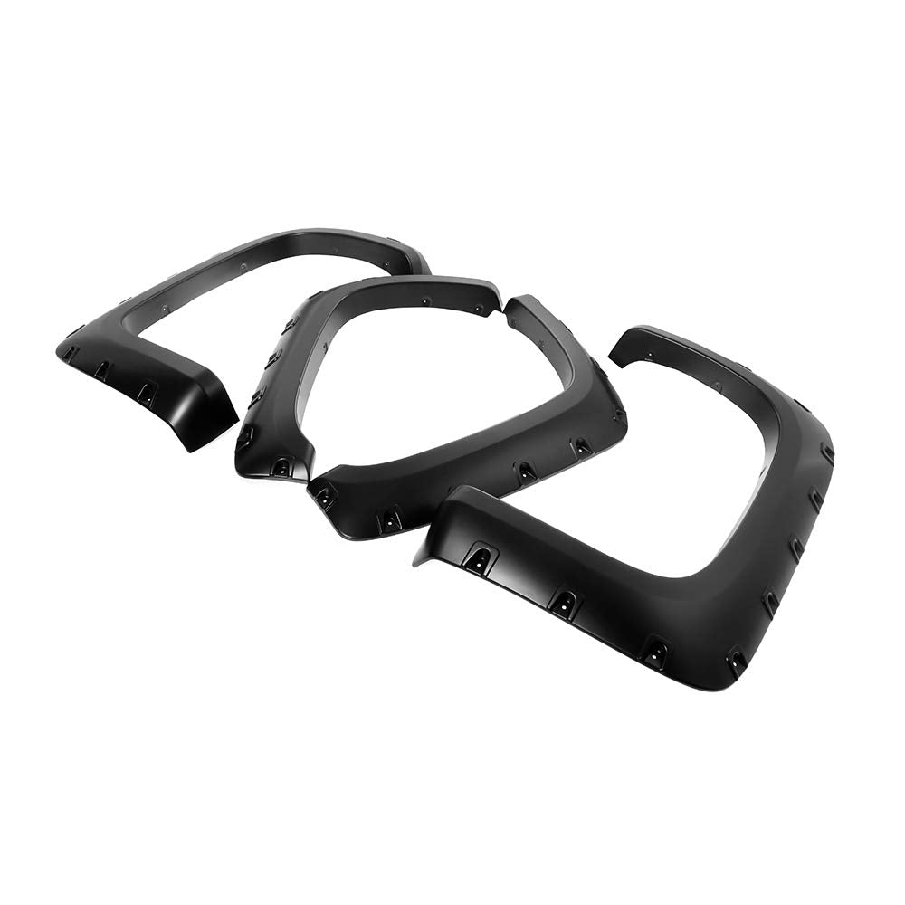 Aps Injection Moulding Fender Flares Compatible With Chevy Silverado 2007-2014 1500 2500 3500 (Standard Bed & Long Bed) Pocket Rivet Style 4Pc Set Impact Resistance Polypropylene