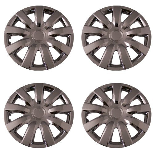 Set Of 4 Chrome 15 Inch Aftermarket Replacement Hubcaps With Metal Clip Retention System - Part Number: Iwc423/15C