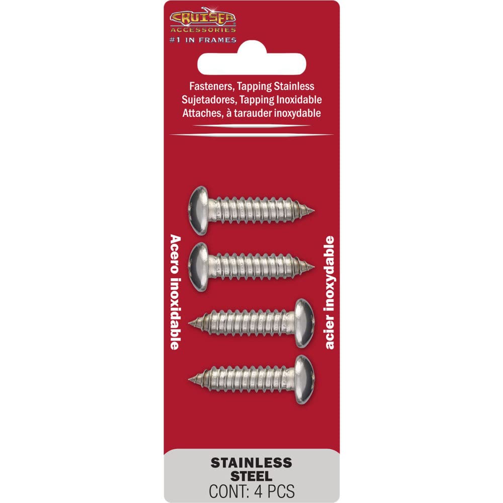 Cruiser Accessories 80430 License Plate Frame Fasteners, Tapping Stainless