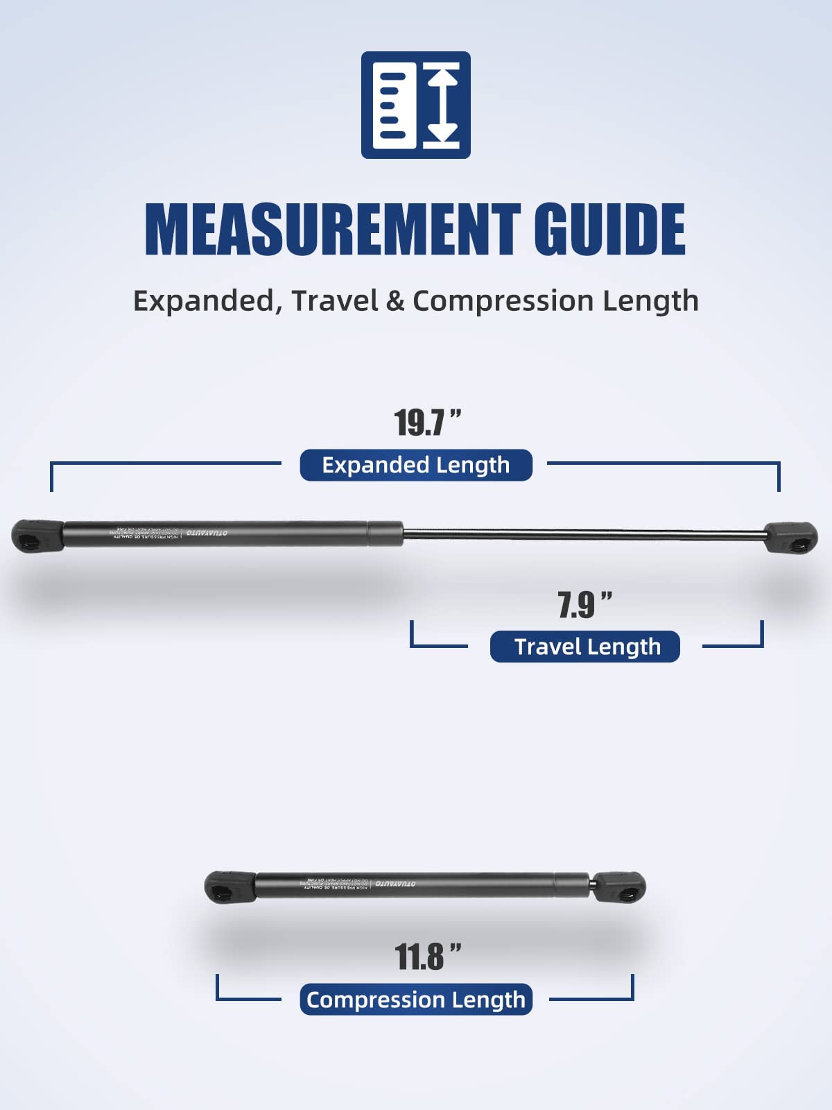 Otuayauto 20 Inch Gas Strut - 356N/80Lbs Universal Lift Support - C1608053 Gas Shocks For Tool Box Shock, Truck Cap Strut, Hydra