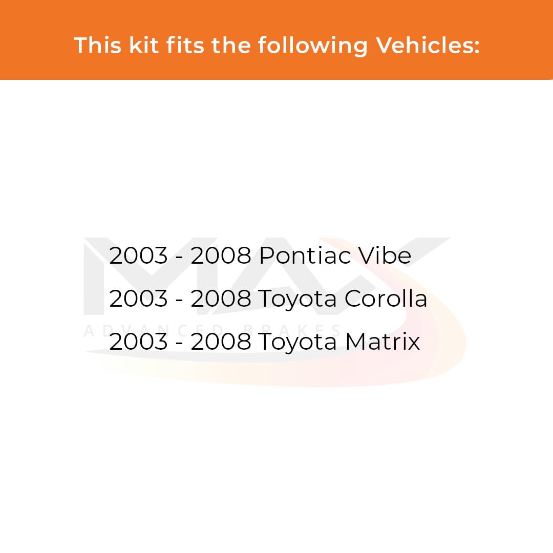 Max Advanced Brakes Front Brake Kit For 2003 2004 2005 2006 2007 2008 Toyota Corolla Matrix Pontiac Vibe Replacement Drilled Slotted Black Coated Disc Brake Rotors And Ceramic Brake Pads