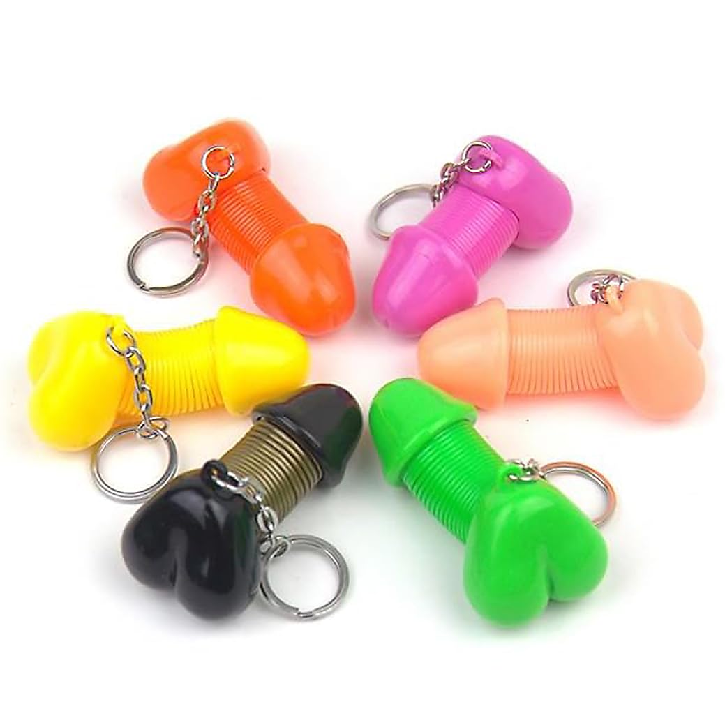 AKV Funny Penis Keychain Stretchy Key Chain, Prank Penis Ornament Keyring for Car Key Decorations, Spoof Gifts for Men Women (1 