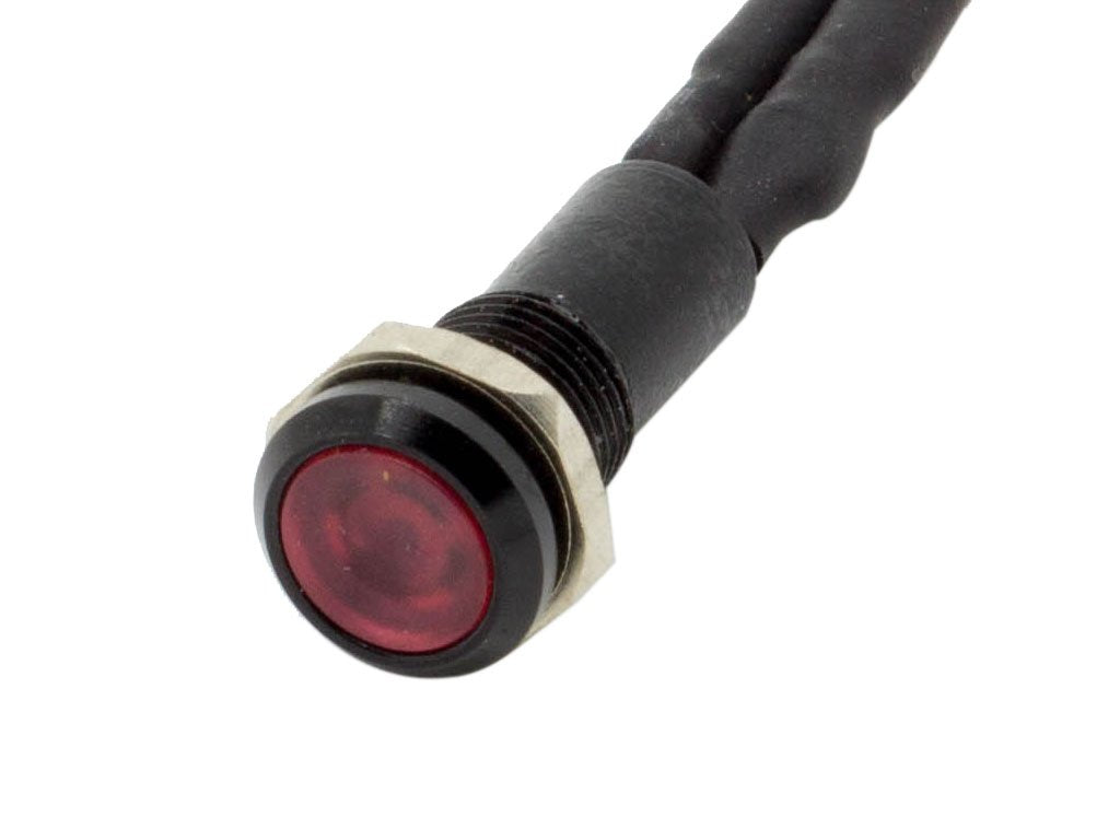 Alpinetech 6mm 1/4 Red 12V LED Metal Indicator Pilot Custom Dash Light Lamp with Black Body PLB-6