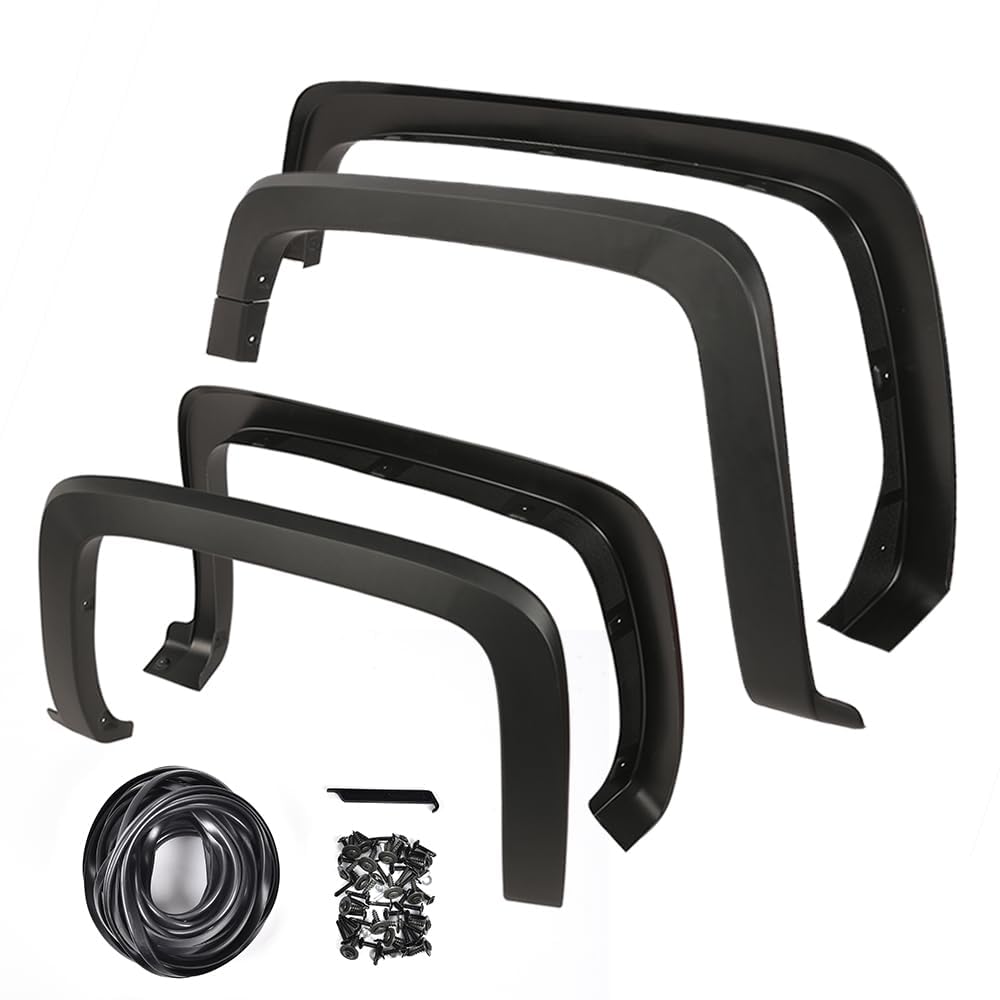 G-Plus Fender Flares Textured Factory 4 Pcs, Compatible With Chevy Silverado 1500 2014-2018/ Silverado 2500 3500Hd 2015-2019 (6.