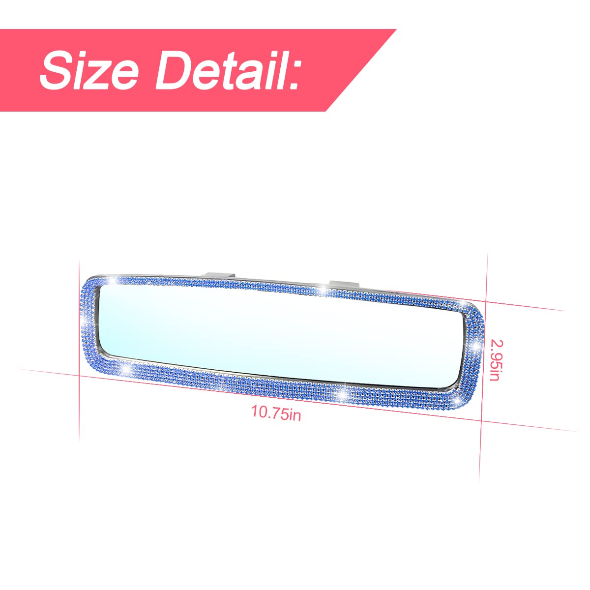 Bling Car Rear View Mirror, Rhinestones Crystal Clip-On Rearview Mirror With Hd Glass, Compatible With Most Cars, Suvs, Vehicles, Auto Interior Accessories For Women Girl (Blue)
