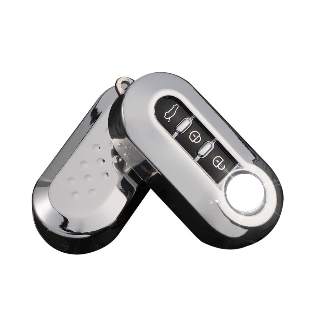 HIBEYO Key Fob Cover for Fiat Ducato 500 500L Panda Grande Punto Lancia Musa Accessories Smart Key Shell Cover for Fiat 500 Fold