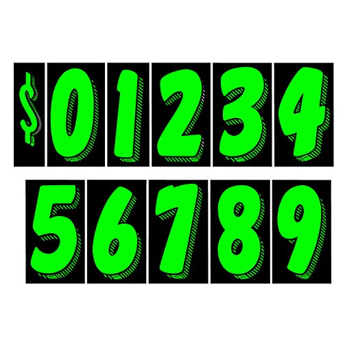 EZ Line Vinyl Decals for Cars Chartreuse Large Number Stickers 11 Dozen Windshield Numbers Pro Pack Dealer Supplies