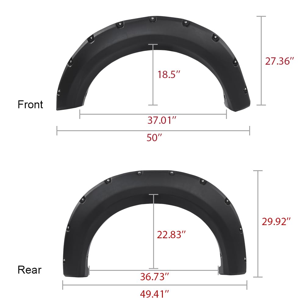 G-Plus Fender Flares Wheel Arch Covers Compatible With Ford F150 Truck 2009-2014 67.0 ''/78.8 ''/97.4 '' Bed Models Only (Not Fi
