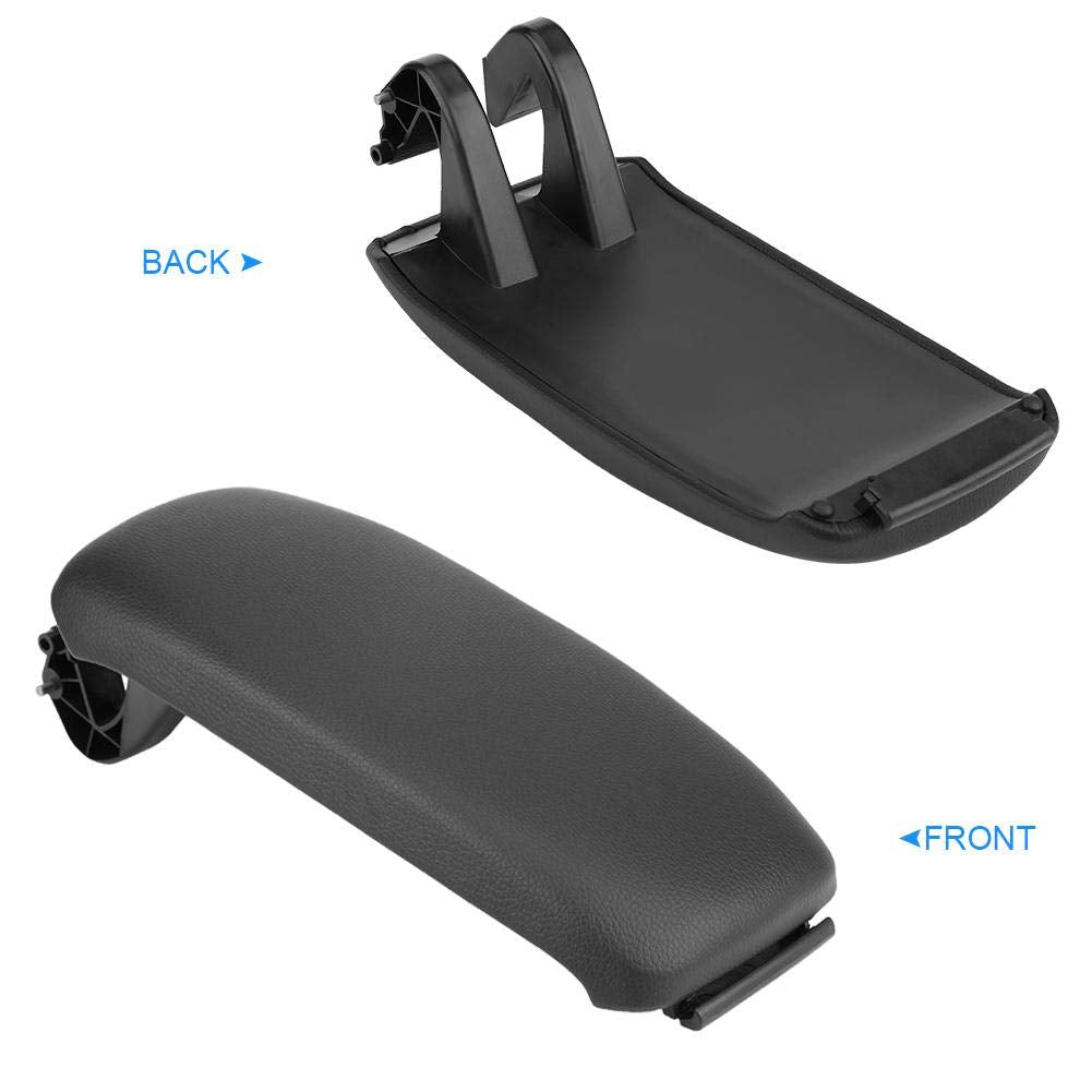 Qiilu Black Leather Center Console Armrest Lid Cover for Audi A3 8P/A5 2003-2013, Durable Fit, Stylish Protection