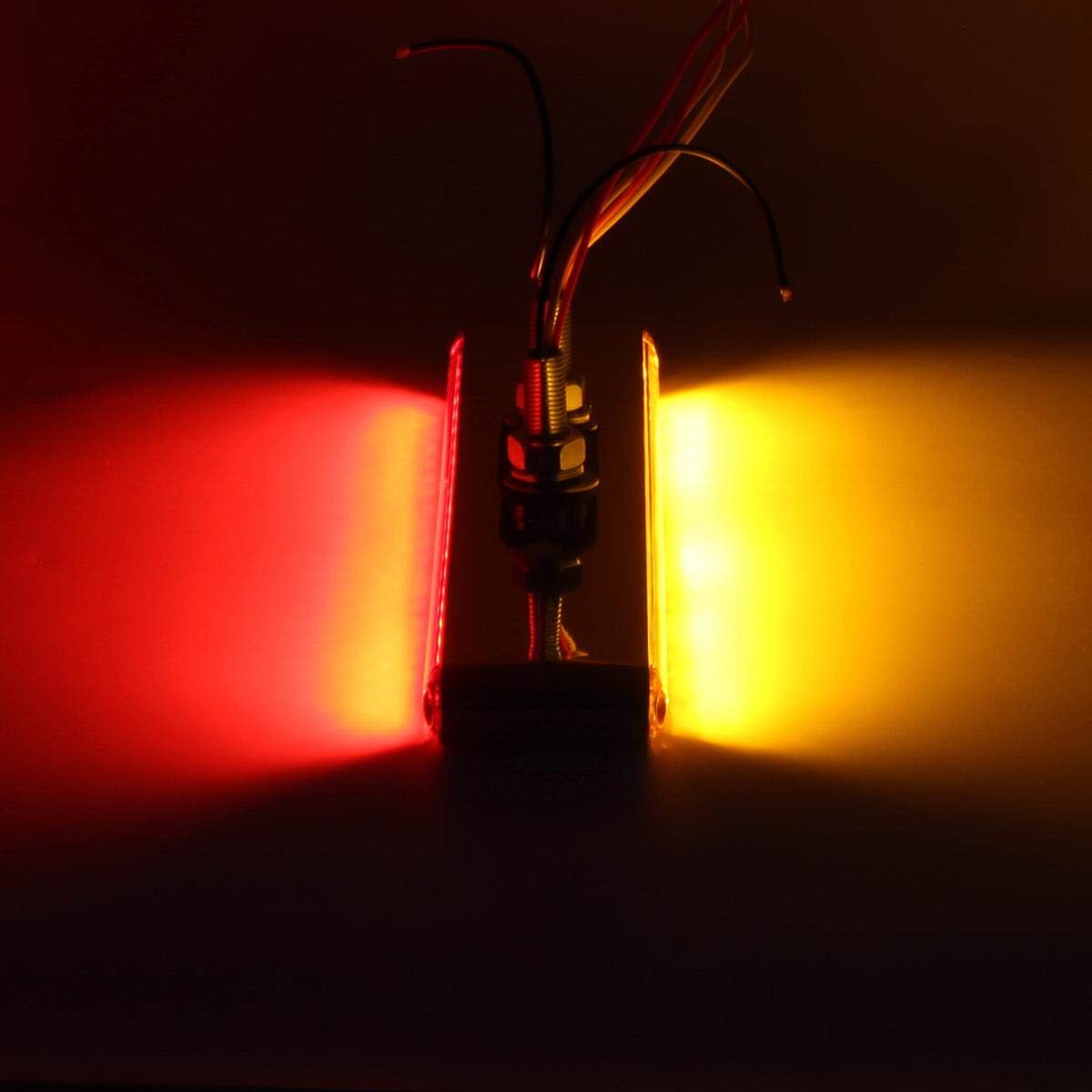 Partsam 2Pcs 12'' Clear Lens Red/Amber LED Combo Dual Face Truck Semi Trailer Light Bars 20LED Waterproof w Double Studs Sealed