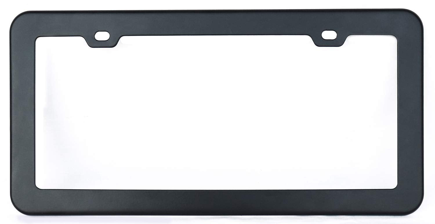 2Pcs Creathome Stainless Steel License Plate Frames With Matt Black Color