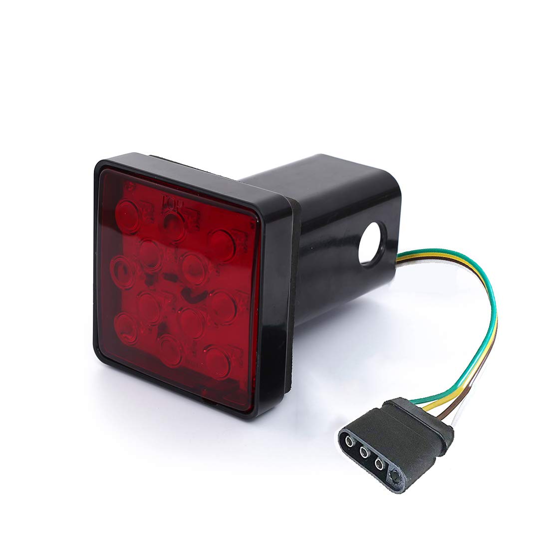 Czc Auto Red Lens Trailer Hitch Cover With 12 Led Brake Light Fit 2'' Receiver