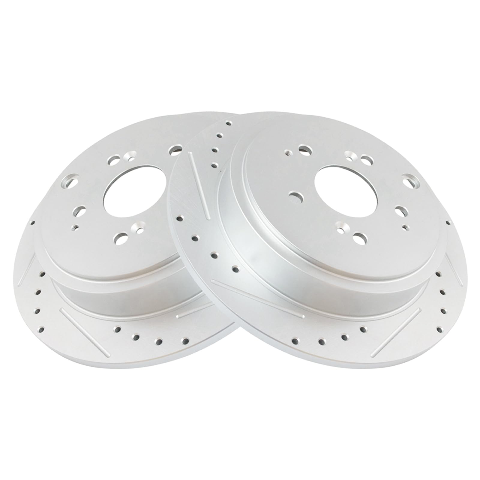 Trq Rear Performance Brake Rotors Set Premium G-Coated Cross Drilled & Slotted Compatible With 2001-2006 Acura Mdx 2003-2008 Hon