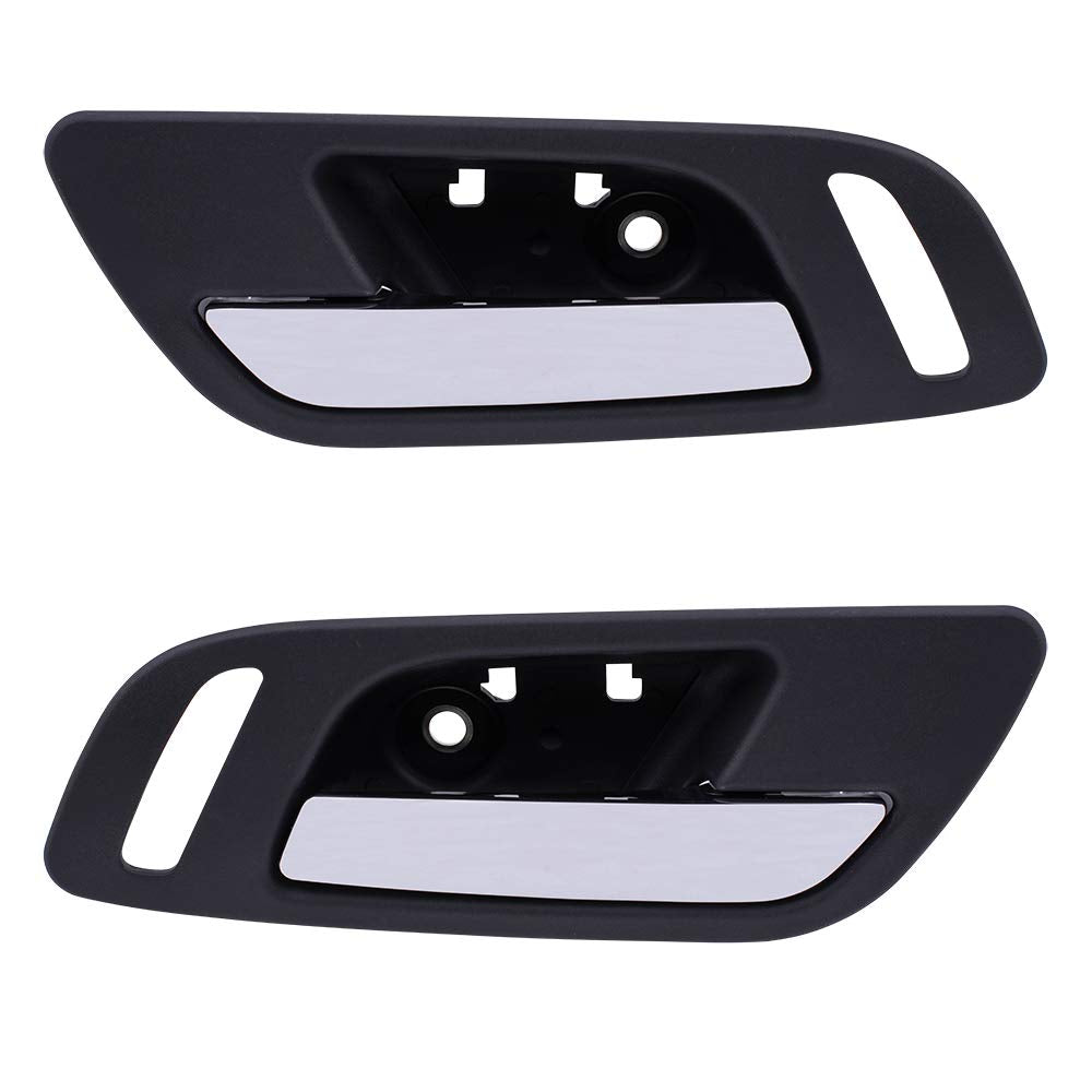 Autoandart Brock Replacement Driver And Passenger Front Inside Door Handles Chrome Lever Black Housing Compatible With Silverado