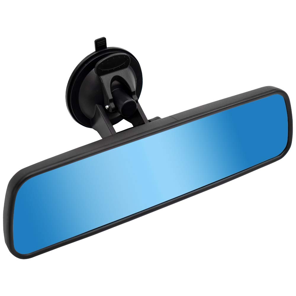Anti-Glare Rear View Mirror,Lecamebor Blue Hd Universal Car Interior Rear View Mirror With Adjustable Suction Cup (360 Adjustabl