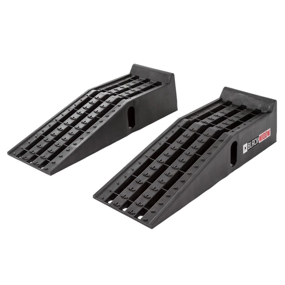 Black Widow Plastic Car Service Ramps - Lifts Vehicles 6.25 H For Maintenance Or Oil Changes - Each Ramp Is 12 W And 10,000 Lbs. Capacity Per Pair-Pack Of Two