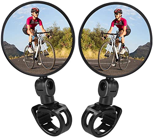Linist Bicycle Mirror, Bicycle Cycling Rear View Safe Mirrors, Adjustable Rotatable Handlebars Mounted Plastic Convex Mirror for