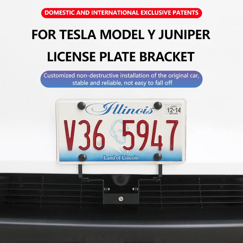 Ermorgen Lockable Front License Plate Holder Mount Frame Exclusively Compatible for 2026 New Model Y Juniper, Aluminum Alloy Acc