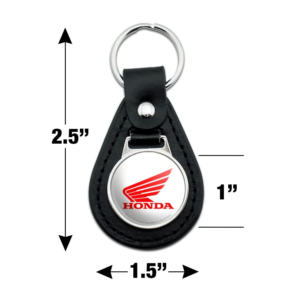 Graphics & More Black Leather Honda Powersports Logo Keychain