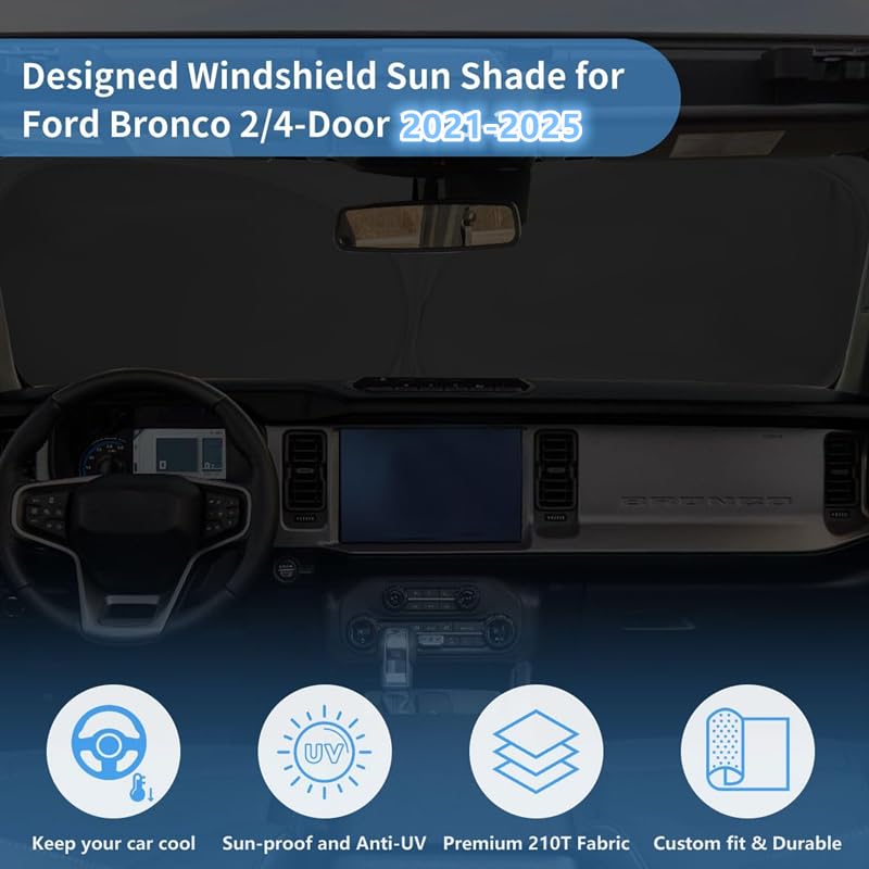 Windshield Sun Shade For Ford Bronco Accessories Window Sunshade Fit 2025 2024 2023 2022 2021 Ford Bronco(Only For Bronco Spor)