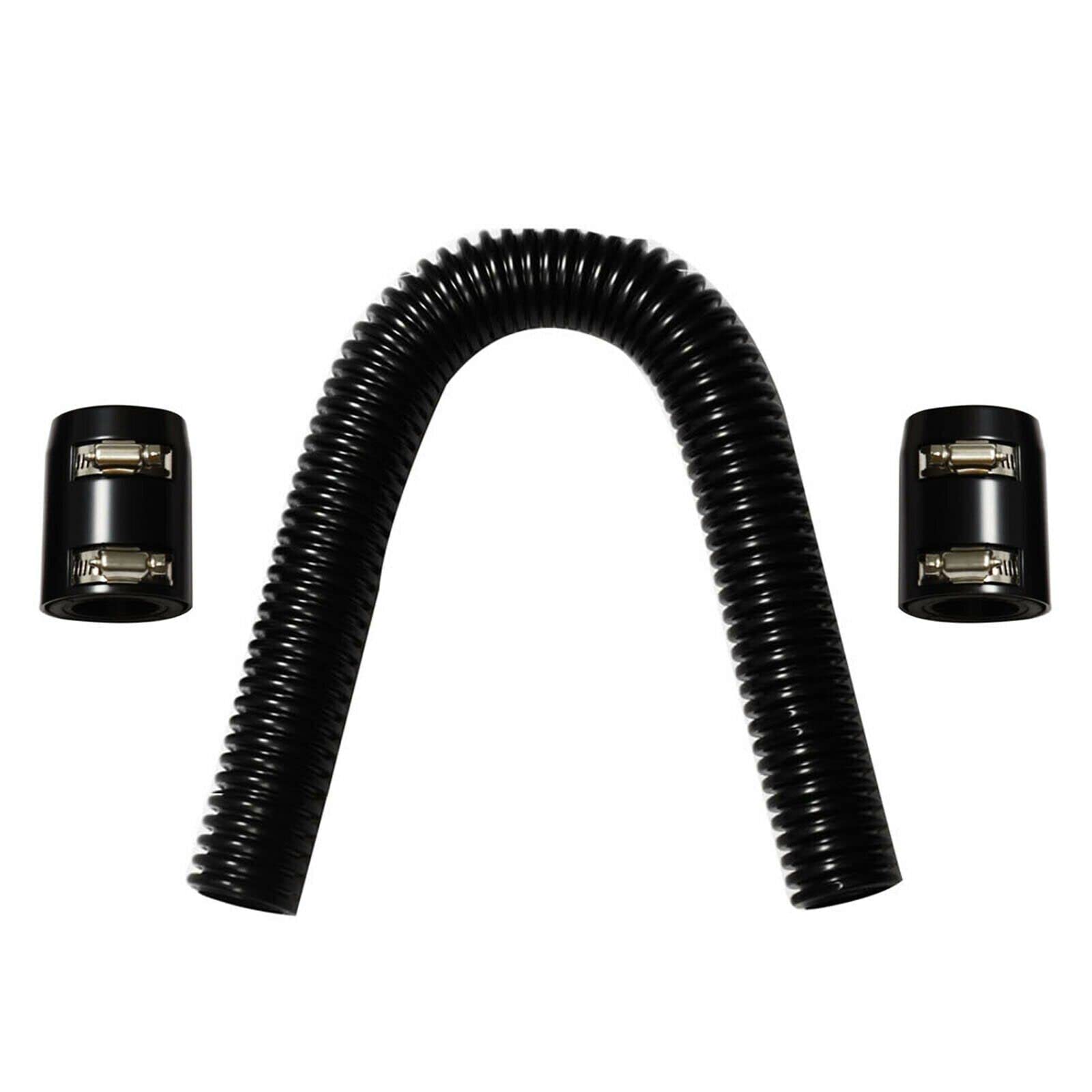 Blackhorse-Racing 24'' Flexible Stainless Steel Upper Or Lower Radiator Hose Kit & Black Caps V8 Universal