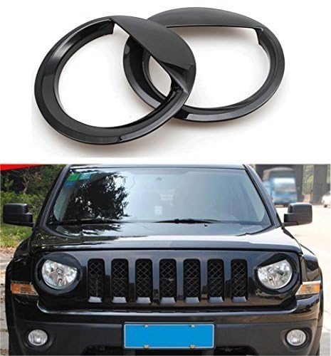for Jeep Accessories Bezels Front Light Headlight Angry Bird Style Trim Cover ABS Compatible with Jeep Patriot 2011-2017 Model Mods Decor (Black)