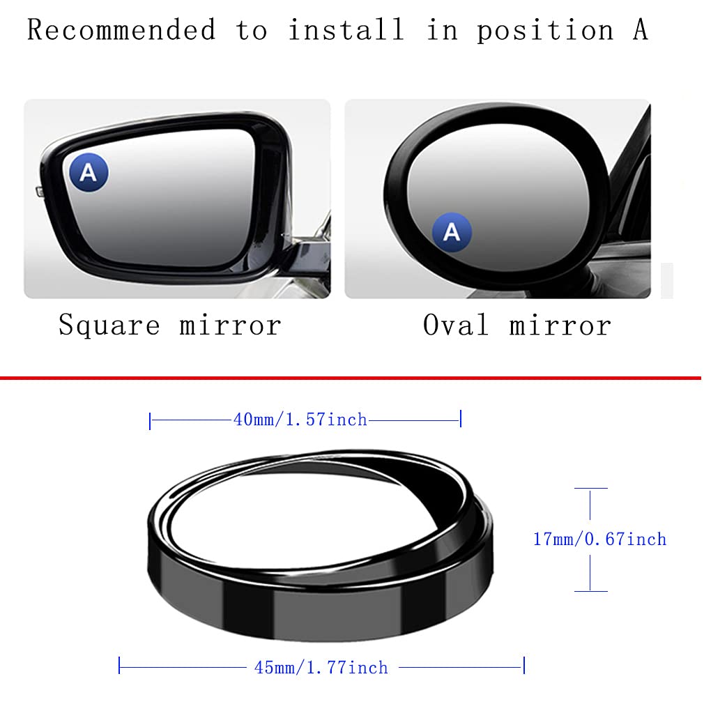 2Pcs Mini Small Blind Spot Mirror, 1.57'(40Mm) Round Hd Glass Convex Rear View Mirror,Strong Adhesive Mirror For Car, Van, Suv And Trucks (1-9/16'(40Mm), Black Frame)